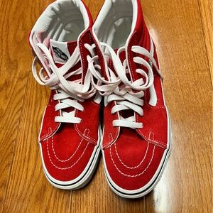 Vans Kids Red and White High-Top Sneakers